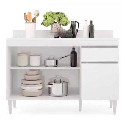 Imagem de Balcão Cozinha Lavanderia com Tampo 1 Gaveta Vick 120 cm DRossi