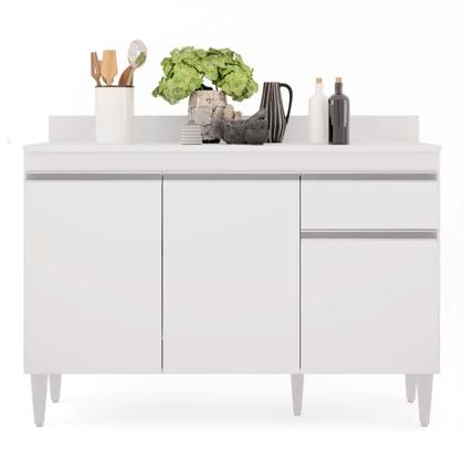 Imagem de Balcão Cozinha Lavanderia com Tampo 1 Gaveta Vick 120 cm DRossi