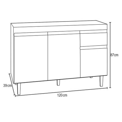 Imagem de Balcão Cozinha Lavanderia com Tampo 1 Gaveta Vick 120 cm DRossi