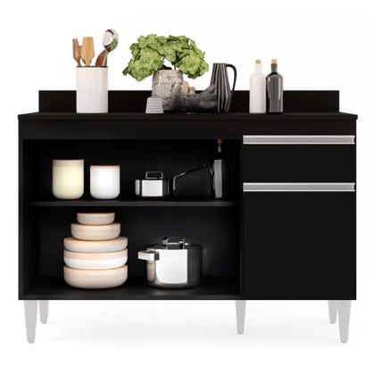 Imagem de Balcão Cozinha Lavanderia com Tampo 1 Gaveta Vick 120 cm DRossi