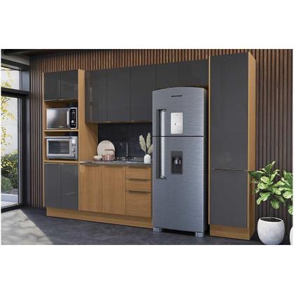 Imagem de Balcão Cozinha Modulado Vibra T625 c/ 2 Portas 3Gavs s/Tampo 120cm Canela Lacca Kappesberg