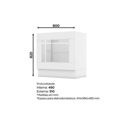 Imagem de Balcão Cozinha p/Cooktop Americana Forno de Embutir s/ Tampo 80cm Branco - Henn