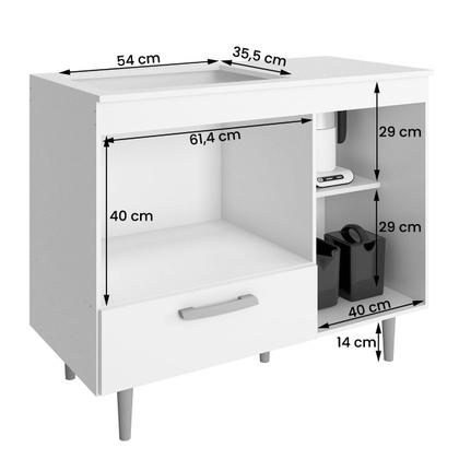 Imagem de Balcão Cozinha para Cooktop Alecrim com 1 Porta e 1 Gaveta