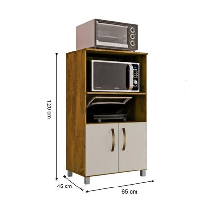 Imagem de Balcão Cozinha para Forno Elétrico Micro-ondas Multiuso com 2 Portas e 4 Pés Helena 65x120cm