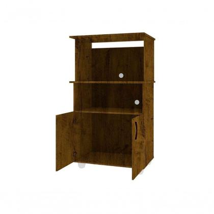 Imagem de Balcão Cozinha Para Forno Elétrico Microondas Multiuso Com 2 Portas E 4 Pés Helena 65x120cm Canela