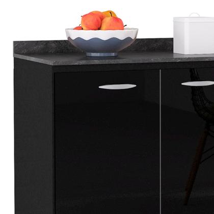 Imagem de Balcão Cozinha Pia 120cm com Tampo Classic P11 Preto/Marmore - Mpozenato