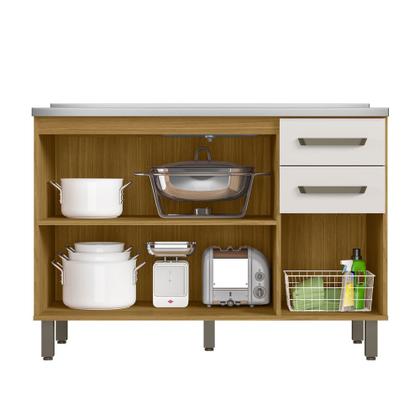 Imagem de Balcão Criare 120cm com Tampo 3 Portas 2 Gavetas Poliman