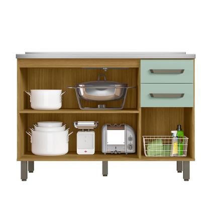 Imagem de Balcão Criare 120cm com Tampo 3 Portas 2 Gavetas Poliman