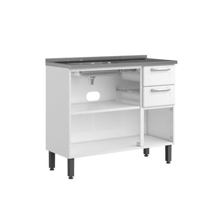 Imagem de Balcão de Aço com Pia 3 Portas 2 Gavetas Múltipla Bertolini