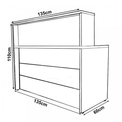 Imagem de Balcão de Atendimento para recepção 1.35x1,13x0,60m com 2 Gavetas WORKSTART Nogal Sevilha