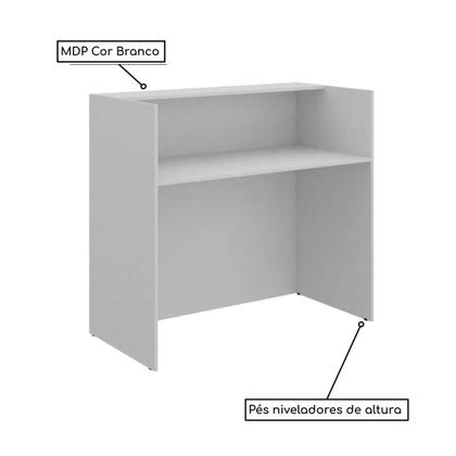 Imagem de Balcão de Atendimento para recepção 1,20x0,60m com 2 Gavetas NEW CITY Cor Branco