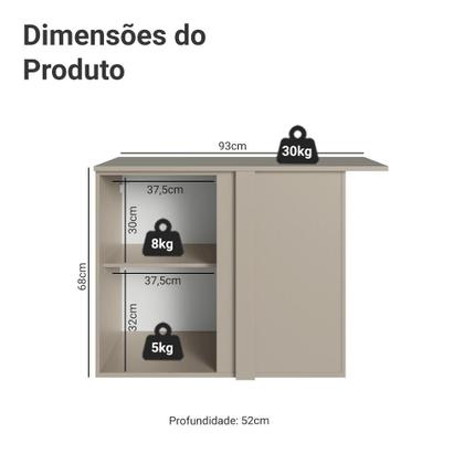Imagem de Balcão de Canto 1 Porta Suspenso Crema Nice Madesa