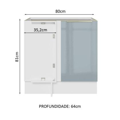 Imagem de Balcão de Canto Madesa Lux 1 Porta - Branco/Cinza