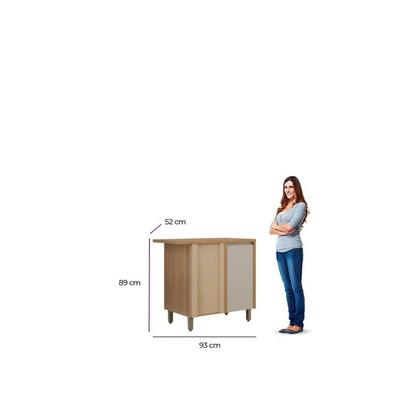 Imagem de Balcão de Canto Reto 100% MDF Linha Allure Marrom/Jequitibá/Gris Fosco
