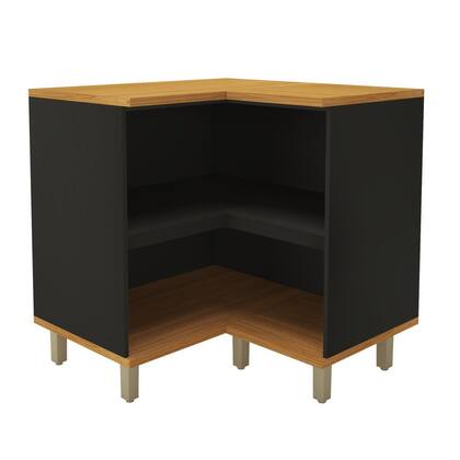Imagem de Balcão de Canto Reto com Tampo 2 Portas com Pés para Cozinha Modulada Chumbo Madri Preto