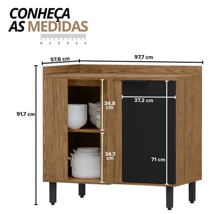 Imagem de Balcão de Canto Reto Módulo de Cozinha 1 Porta - Toscana