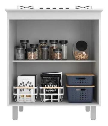 Imagem de Balcão de Cooktop Para 5 Bocas 1 Prateleira Para Lavandeira Aréa Moderno Multiuso Armário de Cozinha Compacto 80cm Pés Reguláveis