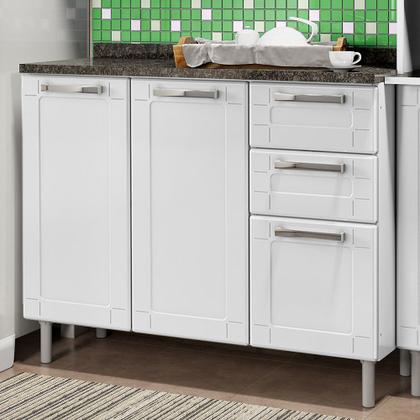 Imagem de Balcão De Cozinha 100% Aço 105cm Com Tampo 3 Portas 2 Gavetas 6114 Múltipla Bertolini Branco 