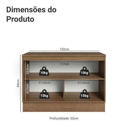 Imagem de Balcão de Cozinha 120 cm 2 Portas Rustic/Azul Vik Madesa