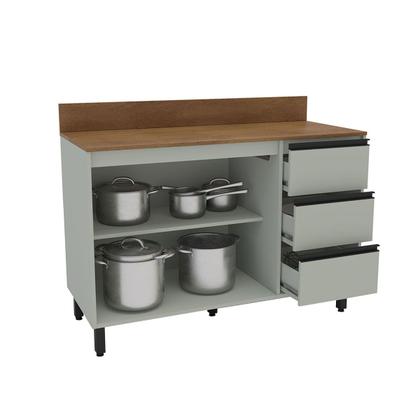 Imagem de Balcão de Cozinha 120 Cm Koya 2 Portas 3 Gavetas Verde Oliva - Politorno