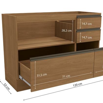 Imagem de Balcão de Cozinha 1200mm 1 Porta 4 Gavetas de Madeira