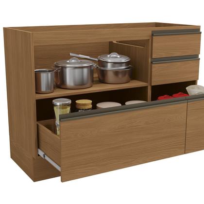 Imagem de Balcão de Cozinha 1200mm 1 Porta 4 Gavetas de Madeira