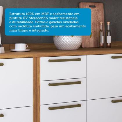 Imagem de Balcão de Cozinha 120cm com 2 Portas Basculantes 3 Gavetas e Tampo 100% Mdf Vicenza Espresso Móveis