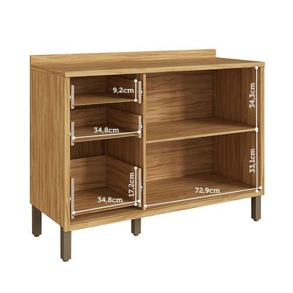 Imagem de Balcão de Cozinha 120cm com 2 Portas Basculantes 3 Gavetas e Tampo 100% Mdf Vicenza Espresso Móveis