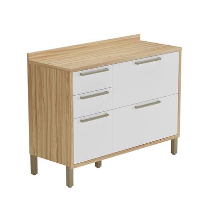 Imagem de Balcão de Cozinha 120cm com 2 Portas Basculantes 3 Gavetas e Tampo 100% Mdf Vicenza Espresso Móveis