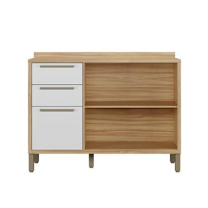 Imagem de Balcão de Cozinha 120cm com 2 Portas Basculantes 3 Gavetas e Tampo 100% Mdf Vicenza Espresso Móveis