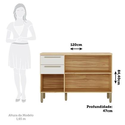 Imagem de Balcão de Cozinha 120cm com 3 Portas 2 Gavetas e Tampo 100% MDF Itália Espresso Móveis
