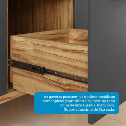 Imagem de Balcão de Cozinha 120cm com 3 Portas 2 Gavetas e Tampo 100% Mdf Itália Espresso Móveis