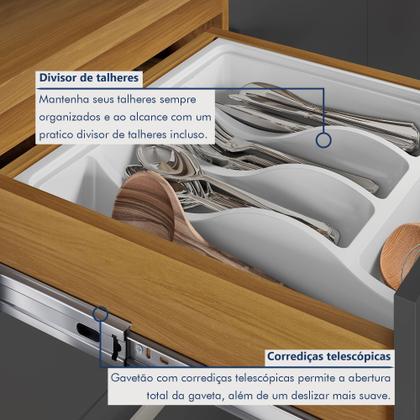 Imagem de Balcão de Cozinha 2 Portas 3 Gavetas 120cm Princesa 100% Mdf