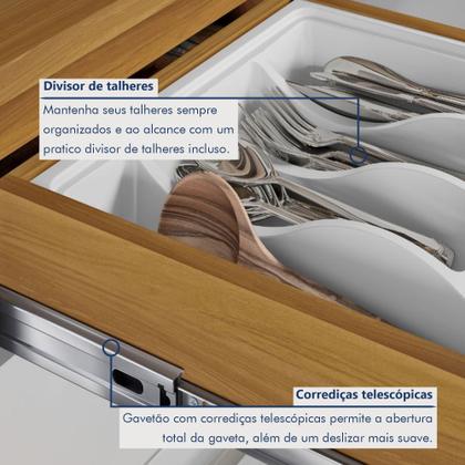 Imagem de Balcão de Cozinha 2 Portas 3 Gavetas 120cm Princesa 100% Mdf