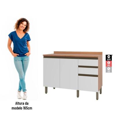 Imagem de Balção de Cozinha 2 Portas 3 Gavetas Freijo/Branco Macadâmia Telasul