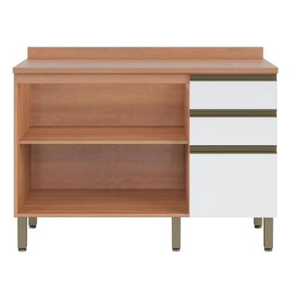 Imagem de Balção de Cozinha 2 Portas 3 Gavetas Freijo/Branco Macadâmia Telasul