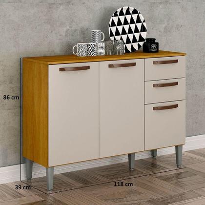 Imagem de Balcão De Cozinha 3 Portas 2 Gavetas Maísa Cinamomo-off White