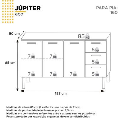 Imagem de Balcão de Cozinha 3 Portas 3 Gavetas 153cm Júpiter