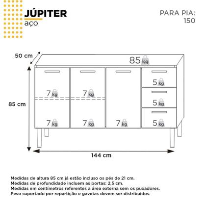 Imagem de Balcão de Cozinha 3 Portas 3 Gavetas Júpiter