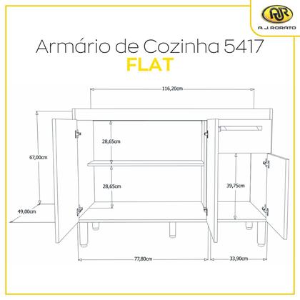 Imagem de Balcão de Cozinha 3 Portas e 1 Gaveta 116,2cm