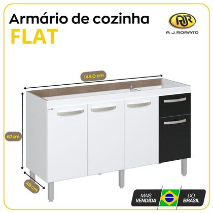 Imagem de Balcão de Cozinha 3 Portas e 1 Gaveta 143cm