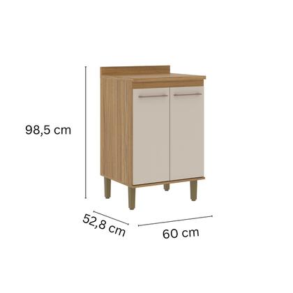 Imagem de Balcão de Cozinha 60 Cm 2 Portas 1 Prateleira Ipê/Cristalo - Decibal