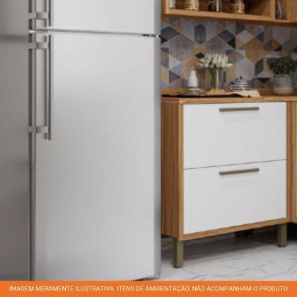 Imagem de Balcão de Cozinha 80cm com 1 Porta Basculante 1 Gavetão e Tampo 100% MDF Syrah Móveis RioDoce Amêndoa/Off White