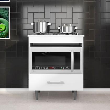 Imagem de Balcão de Cozinha Alecrim 1 Gaveta para Cooktop 4 Bocas Poliman Móveis