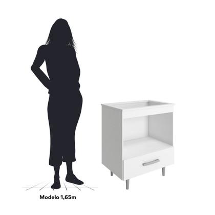 Imagem de Balcão de Cozinha Alecrim 1 Gaveta para Cooktop 4 Bocas Poliman Móveis