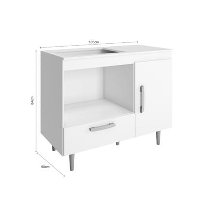 Imagem de Balcão de Cozinha Alecrim 1 Porta e 1 Gaveta para Cooktop 4 Bocas Poliman Moveis