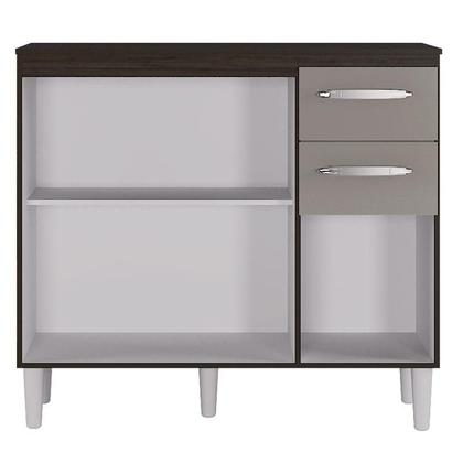 Imagem de Balcão de Cozinha Ambiente Isadora Chocolate Off White - Poquema