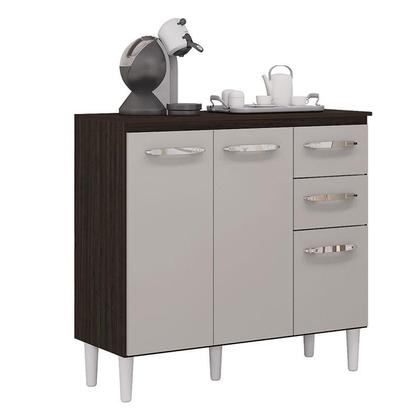 Imagem de Balcão de Cozinha Ambiente Isadora Chocolate Off White - Poquema