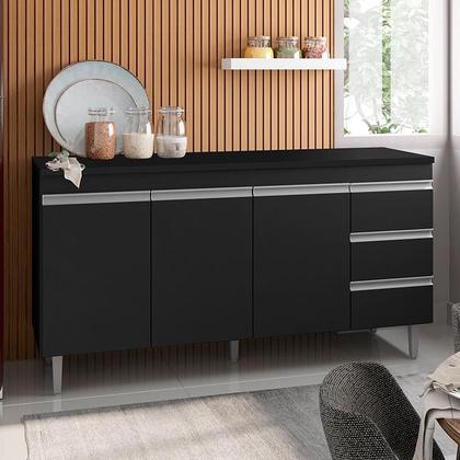 Imagem de Balcão de Cozinha Andréia com Tampo 150 cm Preto Fosco - AJL