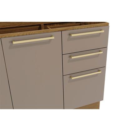 Imagem de Balcão de Cozinha Botanic M624 c/ 2 Portas e 3 Gavetas Nogueira/Verde Oliva - Kappesberg